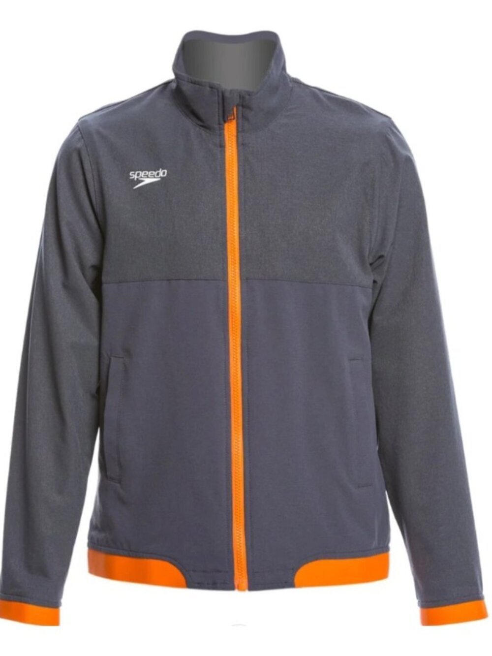 Speedo Youth Tech Warm Up Jacket Lightweight Size S Gray/Blue Speedo Orange NWT